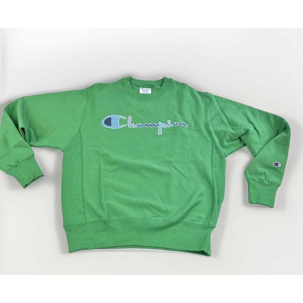Champion Reverse Weave Sweatshirt Mens M Green Fleece Embroidered Read Notes